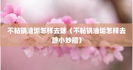 不粘锅油垢怎样去除（不粘锅油垢怎样去除小妙招）