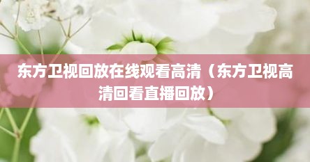 东方卫视回放在线观看高清（东方卫视高清回看直播回放）