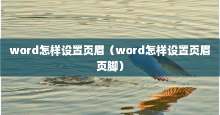 word怎样设置页眉(word怎样设置页眉页脚) word怎样设置页眉(word怎样设置页眉页脚)