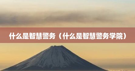 什么是智慧警务（什么是智慧警务学院）