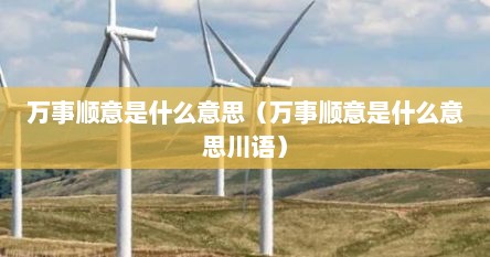 万事顺意是什么意思（万事顺意是什么意思川语）
