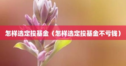 怎样选定投基金（怎样选定投基金不亏钱）
