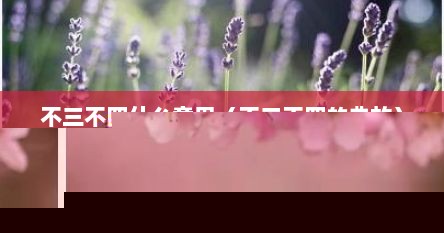 不三不四什么意思（不三不四的典故）