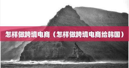 怎样做跨境电商（怎样做跨境电商给韩国）