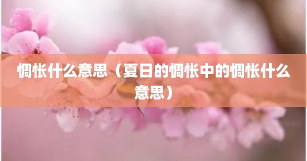 惆怅什么意思（夏日的惆怅中的惆怅什么意思）