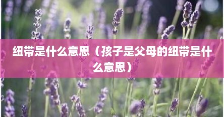 纽带是什么意思（孩子是父母的纽带是什么意思）