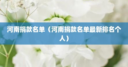 河南捐款名单（河南捐款名单最新排名个人）