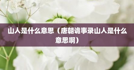山人是什么意思（唐朝诡事录山人是什么意思啊）