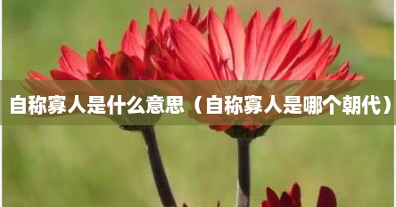 自称寡人是什么意思（自称寡人是哪个朝代）