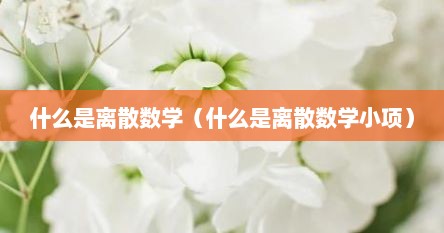 什么是离散数学（什么是离散数学小项）
