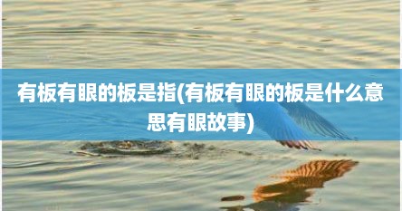 有板有眼的板是指(有板有眼的板是什么意思有眼故事)
