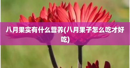 八月果实有什么营养(八月果子怎么吃才好吃)