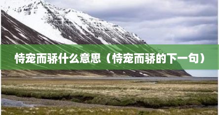 恃宠而骄什么意思（恃宠而骄的下一句）
