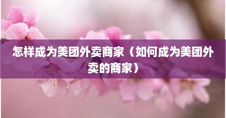 怎样成为美团外卖商家（如何成为美团外卖的商家）