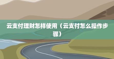 云支付理财怎样使用（云支付怎么操作步骤）