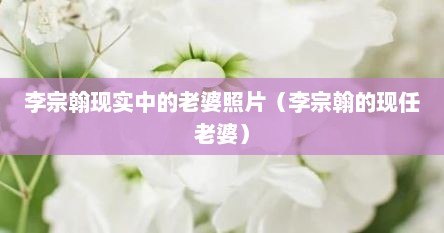 李宗翰现实中的老婆照片（李宗翰的现任老婆）
