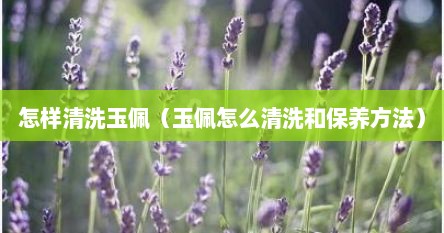 怎样清洗玉佩（玉佩怎么清洗和保养方法）
