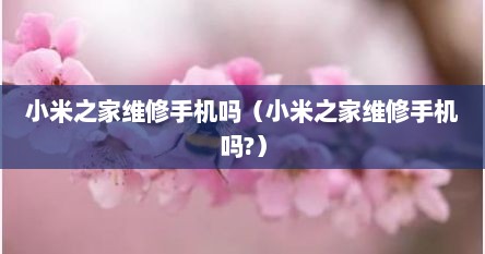 小米之家维修手机吗（小米之家维修手机吗?）