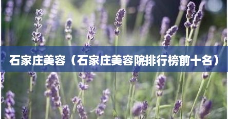 石家庄美容（石家庄美容院排行榜前十名）