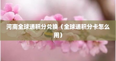 河南全球通积分兑换（全球通积分卡怎么用）