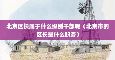 北京区长属于什么级别干部呢（北京市的区长是什么职务）