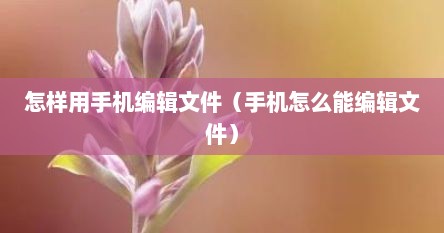 怎样用手机编辑文件（手机怎么能编辑文件）