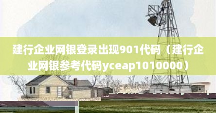 建行企业网银登录出现901代码（建行企业网银参考代码yceap1010000）