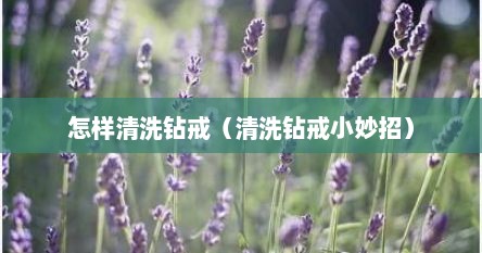 怎样清洗钻戒（清洗钻戒小妙招）