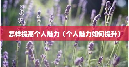 怎样提高个人魅力（个人魅力如何提升）