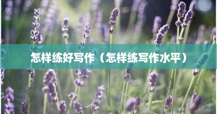怎样练好写作（怎样练写作水平）