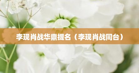 李现肖战华鼎提名（李现肖战同台）