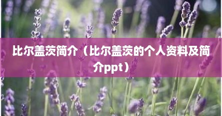 比尔盖茨简介（比尔盖茨的个人资料及简介ppt）