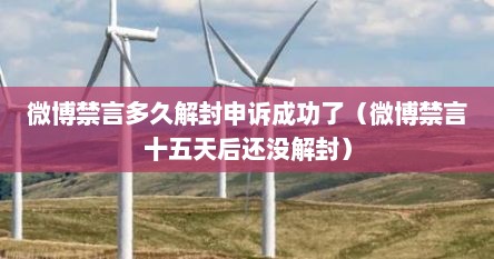 微博禁言多久解封申诉成功了（微博禁言十五天后还没解封）