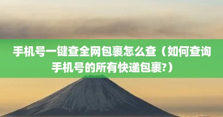 手机号一键查全网包裹怎么查（如何查询手机号的所有快递包裹?）