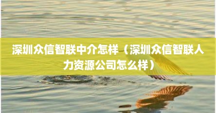 深圳众信智联中介怎样（深圳众信智联人力资源公司怎么样）