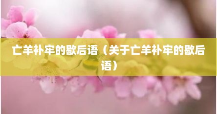 亡羊补牢的歇后语（关于亡羊补牢的歇后语）