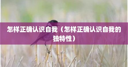 怎样正确认识自我（怎样正确认识自我的独特性）