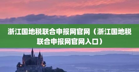 浙江国地税联合申报网官网（浙江国地税联合申报网官网入口）