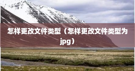 怎样更改文件类型（怎样更改文件类型为jpg）