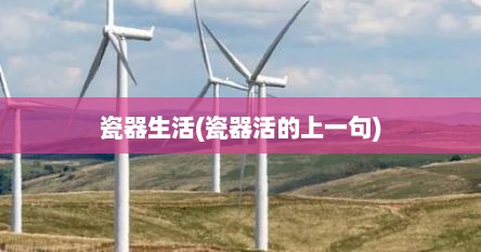 瓷器生活(瓷器活的上一句)