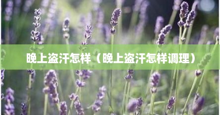 晚上盗汗怎样（晚上盗汗怎样调理）