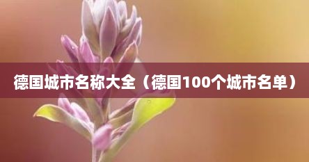 德国城市名称大全（德国100个城市名单）