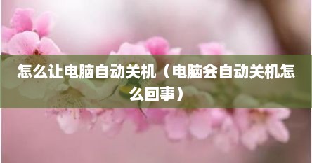怎么让电脑自动关机（电脑会自动关机怎么回事）