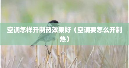 空调怎样开制热效果好（空调要怎么开制热）