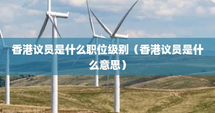 香港议员是什么职位级别（香港议员是什么意思）