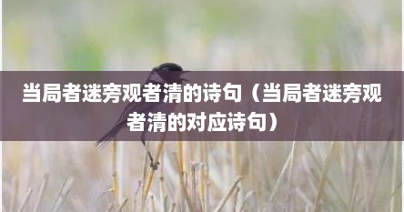 当局者迷旁观者清的诗句（当局者迷旁观者清的对应诗句）