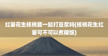 红薯花生核桃能一起打豆浆吗(核桃花生红薯可不可以煮稀饭)