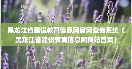黑龙江省建设教育信息网官网查询系统（黑龙江省建设教育信息网网站首页）
