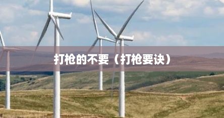 打枪的不要（打枪要诀）