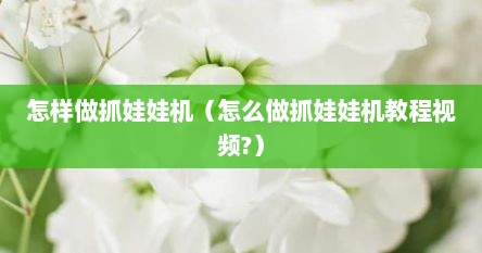 怎样做抓娃娃机（怎么做抓娃娃机教程视频?）